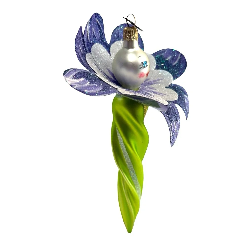 Laved Italy Blown Glass Anthropomorphic Flower 2003 Xmas Ornament Neiman‎ Marcus
